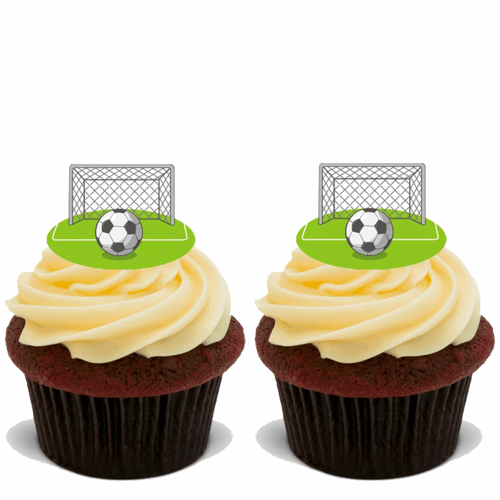 15x FOOTBALL PITCH Premium Edible Stand Up Rice Wafer Cake Toppers D5 BIRTHDAY