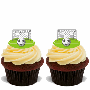 15x FOOTBALL PITCH Premium Edible Stand Up Rice Wafer Cake Toppers D5 BIRTHDAY