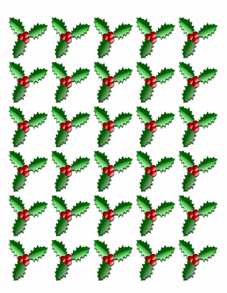 90 X HOLLY & BERRY LEAVES - CHRISTMAS - EDIBLE CUPCAKE CAKE TOPPERS D2