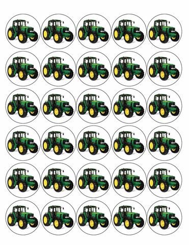 30x TRACTOR Premium Edible ICING Cup Cake Toppers round fairy Farm D1