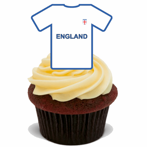 15 ENGLAND SHIRT WORLD CUP EUROS PREMIUM EDIBLE STAND UP RICE CUP CAKE TOPPERS 5