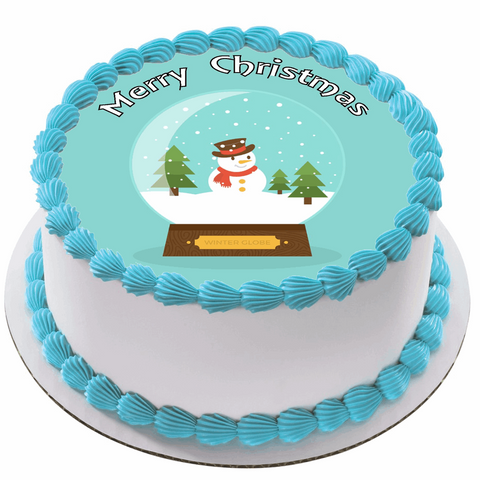 Edible Christmas Rice Paper Cake Topper Decoration 7.5" round D59