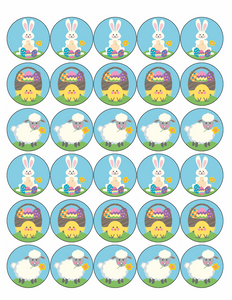 Edible Rice Topper EASTER MIX 30 x 4cm PREMIUM EDIBLE RICE PAPER ROUND CUP CAKE TOPPERS ...