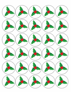 30x HOLLY & BERRY LEAVES CHRISTMAS EDIBLE FAIRY CUPCAKE TOPPERS XMAS BERRIES D1