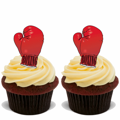 60x BOXING GLOVES Premium Edible Stand Up Rice Wafer Cup Cake Toppers D1