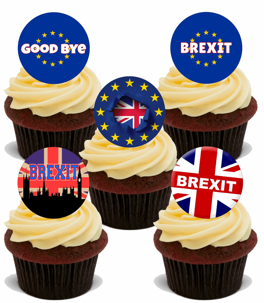 30x BREXIT STAND UP PREMIUM EDIBLE RICE CARD FLAT  Cup Cake Toppers UK EU D10