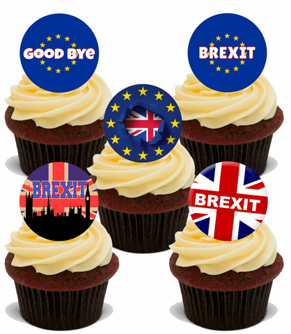30x BREXIT STAND UP PREMIUM EDIBLE RICE CARD FLAT  Cup Cake Toppers UK EU D10