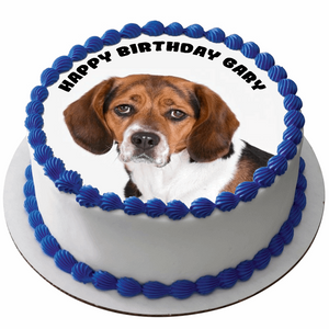 BEAGLE DOG 7.5" ROUND ICING EDIBLE PREMIUM CAKE TOPPER 19CM DIAMETRE D1