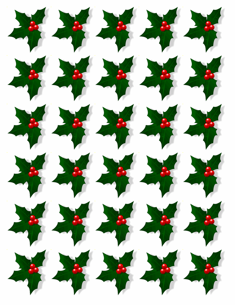 150 X HOLLY & BERRY LEAVES - CHRISTMAS - EDIBLE CUPCAKE CAKE TOPPERS D4