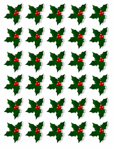 150 X HOLLY & BERRY LEAVES - CHRISTMAS - EDIBLE CUPCAKE CAKE TOPPERS D4