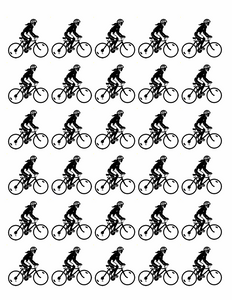 CYCLING 30 x 4cm PREMIUM EDIBLE RICE PAPER ROUND CUP CAKE TOPPERS BIKE FEMALE D4