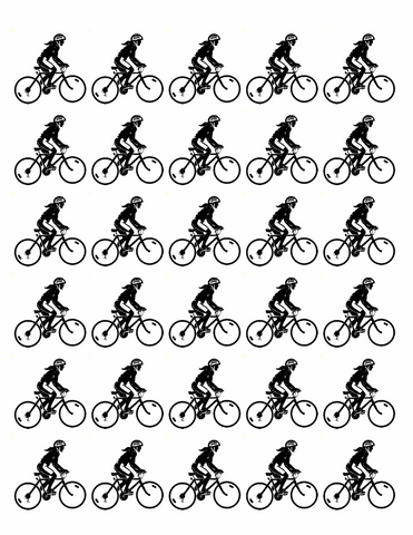 CYCLING 30 x 4cm PREMIUM EDIBLE RICE PAPER ROUND CUP CAKE TOPPERS BIKE FEMALE D4