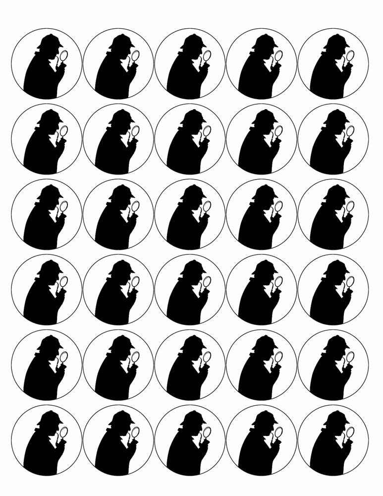 DETECTIVE 30 x 4cm PREMIUM EDIBLE RICE PAPER CUP CAKE TOPPERS SILHOUETTE D1