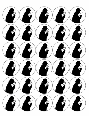 DETECTIVE 30 x 4cm PREMIUM EDIBLE RICE PAPER CUP CAKE TOPPERS SILHOUETTE D1 - KraftyDesigns