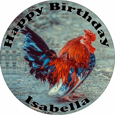 CHICKEN 7.5" ROUND ICING EDIBLE PREMIUM CAKE TOPPER 19CM DIAMETRE CHICK HEN D2