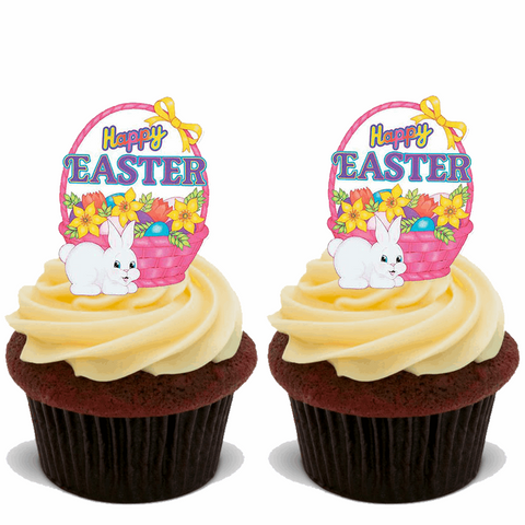 15 PREMIUM EASTER STAND UP EDIBLE RICE CARD FLAT Cup Cake Toppers decoration D21