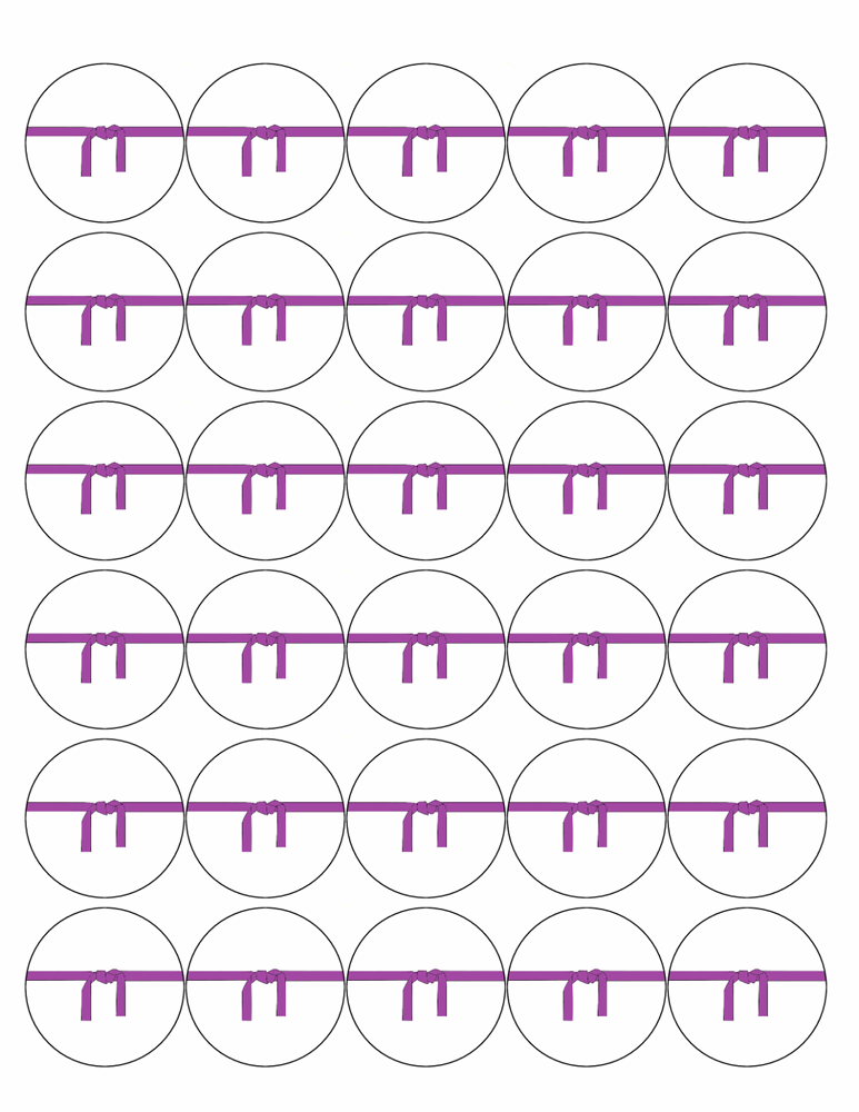 30 KARATE 40mm PREMIUM EDIBLE MARTIAL ART PURPLE BELT CUPCAKE CAKE TOPPERS D4