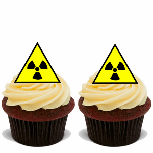 30x BIO HAZARD WARNING Premium Edible Stand Up Rice Wafer Cup Cake Toppers D1