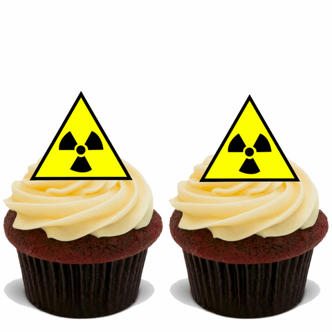 30x BIO HAZARD WARNING Premium Edible Stand Up Rice Wafer Cup Cake Toppers D1