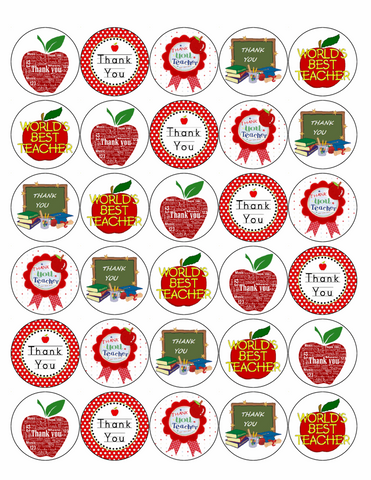 30X THANK YOU TEACHER PREMIUM EDIBLE ICING Cake Toppers SCHOOLS OUT END TERM D2