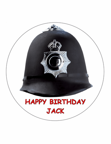 BRITISH POLICE HELMET 7.5" PREMIUM EDIBLE ICING CAKE TOPPER DECORATION D1 - KraftyDesigns