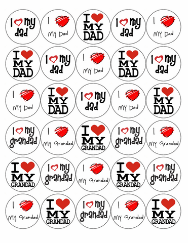 30 x FATHERS DAY GRANDAD DAD MIX PREMIUM EDIBLE 4CM FAIRY CUP CAKE TOPPERS D14