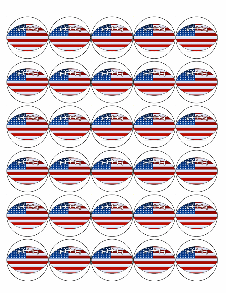 30x American Football Premium Rice Wafer Paper Cup Cake Toppers round fairy D2