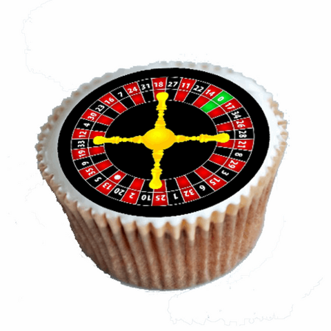 30 Roulette Wheel 4cm PREMIUM EDIBLE ICING CUPCAKE CAKE TOPPERS Betting Gamble 1