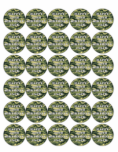 30 x PREMIUM CAMOUFLAGE ARMY EDIBLE ICING CUP CAKE TOPPERS D1