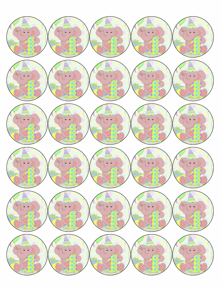 30x 1st BIRTHDAY PREMIUM ROUND EDIBLE ICING CUPCAKE FAIRY DECOR CAKE TOPPERS D8