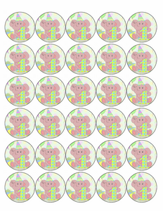 30x 1st BIRTHDAY PREMIUM ROUND EDIBLE ICING CUPCAKE FAIRY DECOR CAKE TOPPERS D8