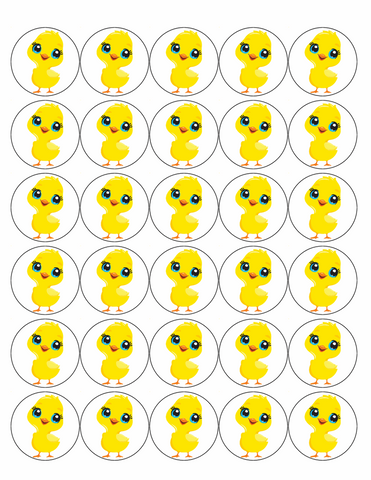 EASTER CHICK 30 x 4cm PREMIUM EDIBLE ICING ROUND CUP CAKE TOPPERS CUTE D35