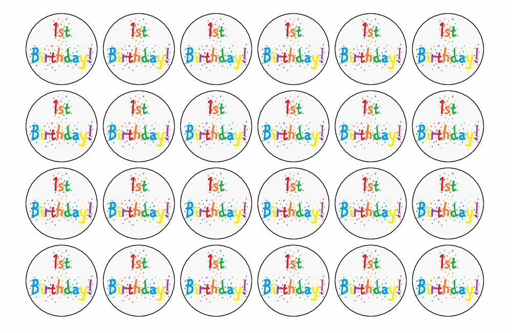 24x 1st BIRTHDAY PREMIUM EDIBLE DECOR WAFER PAPER FAIRY CUPCAKE CAKE TOPPERS D12