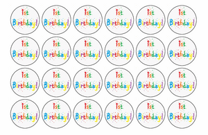 24x 1st BIRTHDAY PREMIUM EDIBLE DECOR WAFER PAPER FAIRY CUPCAKE CAKE TOPPERS D12