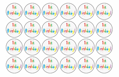 24x 1st BIRTHDAY PREMIUM EDIBLE DECOR WAFER PAPER FAIRY CUPCAKE CAKE TOPPERS D12