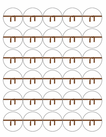 30 KARATE 40mm PREMIUM EDIBLE 4CM MARTIAL ART BROWN BELT CUPCAKE CAKE TOPPERS D3