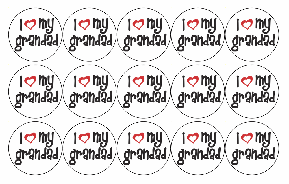 15 x GRANDAD FATHERS DAY EDIBLE 4CM FAIRY CUP CAKE TOPPERS D11