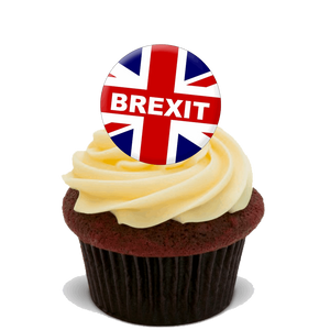 30x BREXIT STAND UP PREMIUM EDIBLE RICE CARD FLAT  Cup Cake Toppers UK EU D5