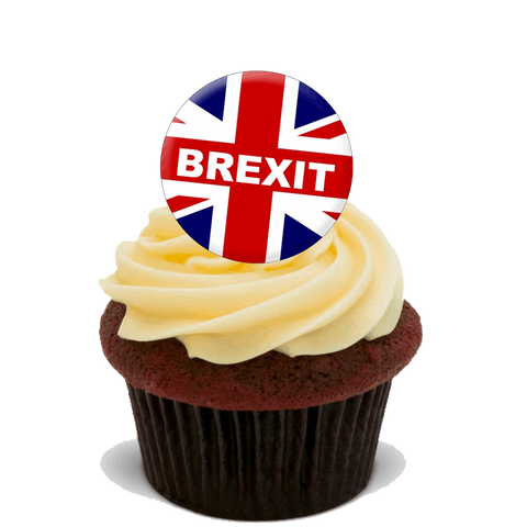 30x BREXIT STAND UP PREMIUM EDIBLE RICE CARD FLAT  Cup Cake Toppers UK EU D5