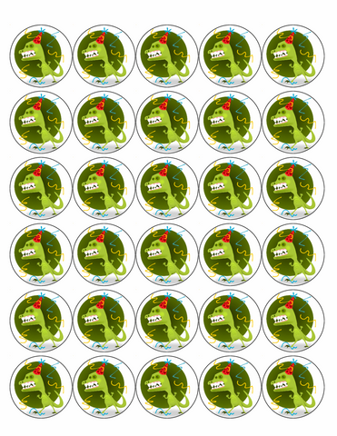 DINOSAUR PARTY 30 x 4cm PREMIUM EDIBLE ICING ROUND CUP CAKE TOPPERS D8