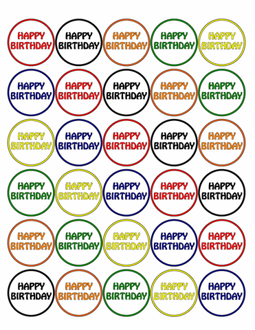 30x HAPPY BIRTHDAY PREMIUM EDIBLE DECOR WAFER PAPER FAIRY CUPCAKE CAKE TOPPERS 3