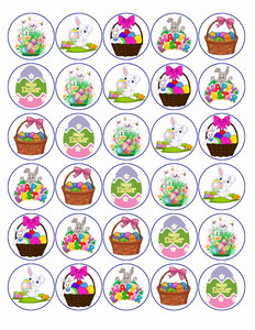 30 x PREMIUM HAPPY EASTER 4CM EDIBLE RICE PAPER FAIRY CUP CAKE TOPPERS SUNDAY D7