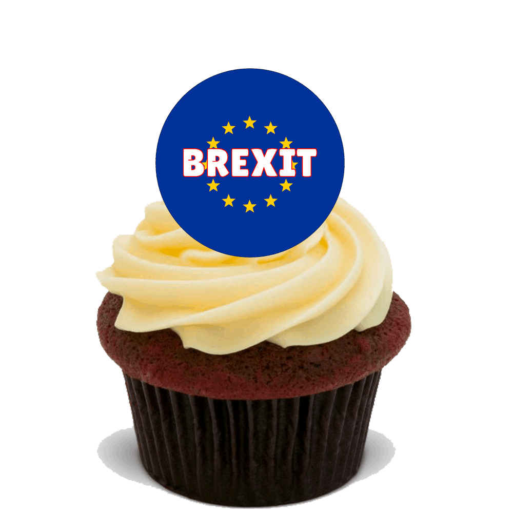 30x BREXIT STAND UP PREMIUM EDIBLE RICE CARD FLAT  Cup Cake Toppers UK EU D9