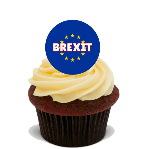 30x BREXIT STAND UP PREMIUM EDIBLE RICE CARD FLAT  Cup Cake Toppers UK EU D9