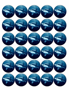 30x GREAT WHITE SHARK PREMIUM EDIBLE DECOR WAFER PAPER FAIRY CUPCAKE TOPPERS D1