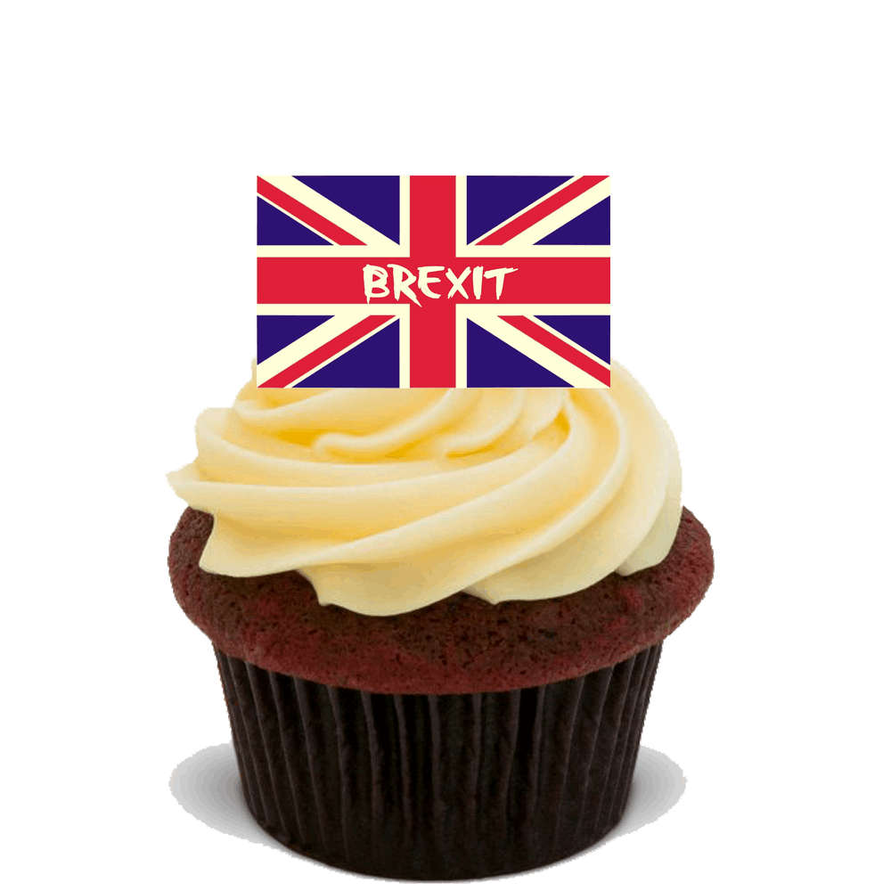 30x BREXIT STAND UP PREMIUM EDIBLE RICE CARD FLAT  Cup Cake Toppers UK EU D8