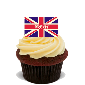 30x BREXIT STAND UP PREMIUM EDIBLE RICE CARD FLAT  Cup Cake Toppers UK EU D8