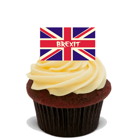 30x BREXIT STAND UP PREMIUM EDIBLE RICE CARD FLAT  Cup Cake Toppers UK EU D8
