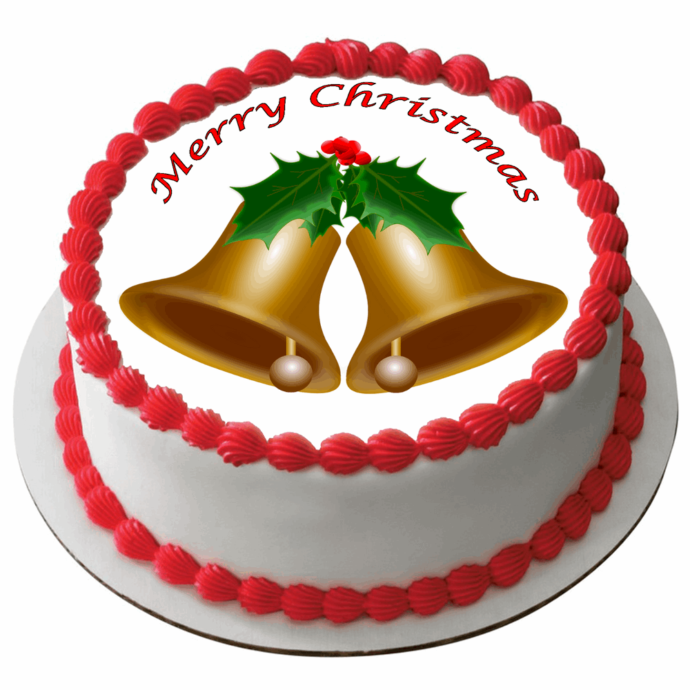 Edible Christmas Rice Paper Cake Topper Decoration 7.5" round D11