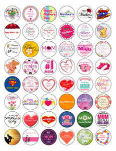 48 x mothers day edible round cupcake cake toppers rice wafer paper mom mum D2